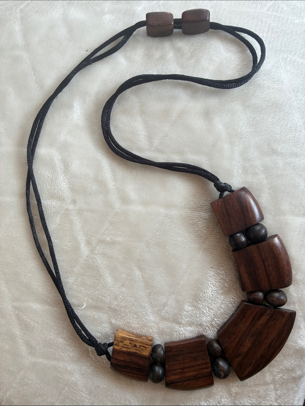 Handcrafted Dark Brown Wooden Bead Necklace - Women Accessories